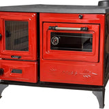 Colorful Red Cast Iron Wood Stove Pipe Set - 3 Straight Pipes + 1 Elbow Pipe - TheCastingFire