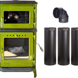 Colorful Cast Iron Wood Stove Pipe Set 3 Straight Pipes + 1 Elbow Pipe - TheCastingFire