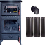 Colorful Cast Iron Wood Stove Pipe Set 3 Straight Pipes + 1 Elbow Pipe - TheCastingFire