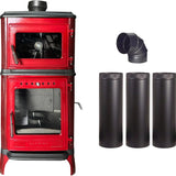 Colorful Cast Iron Wood Stove Pipe Set 3 Straight Pipes + 1 Elbow Pipe - TheCastingFire