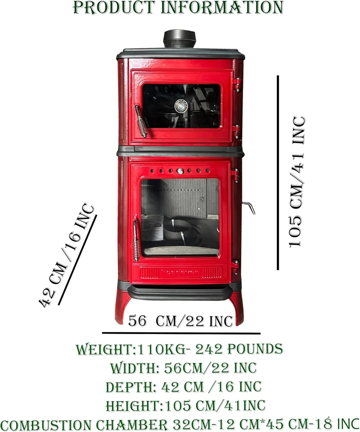 Colorful Cast Iron Wood Stove Pipe Set 3 Straight Pipes + 1 Elbow Pipe - TheCastingFire