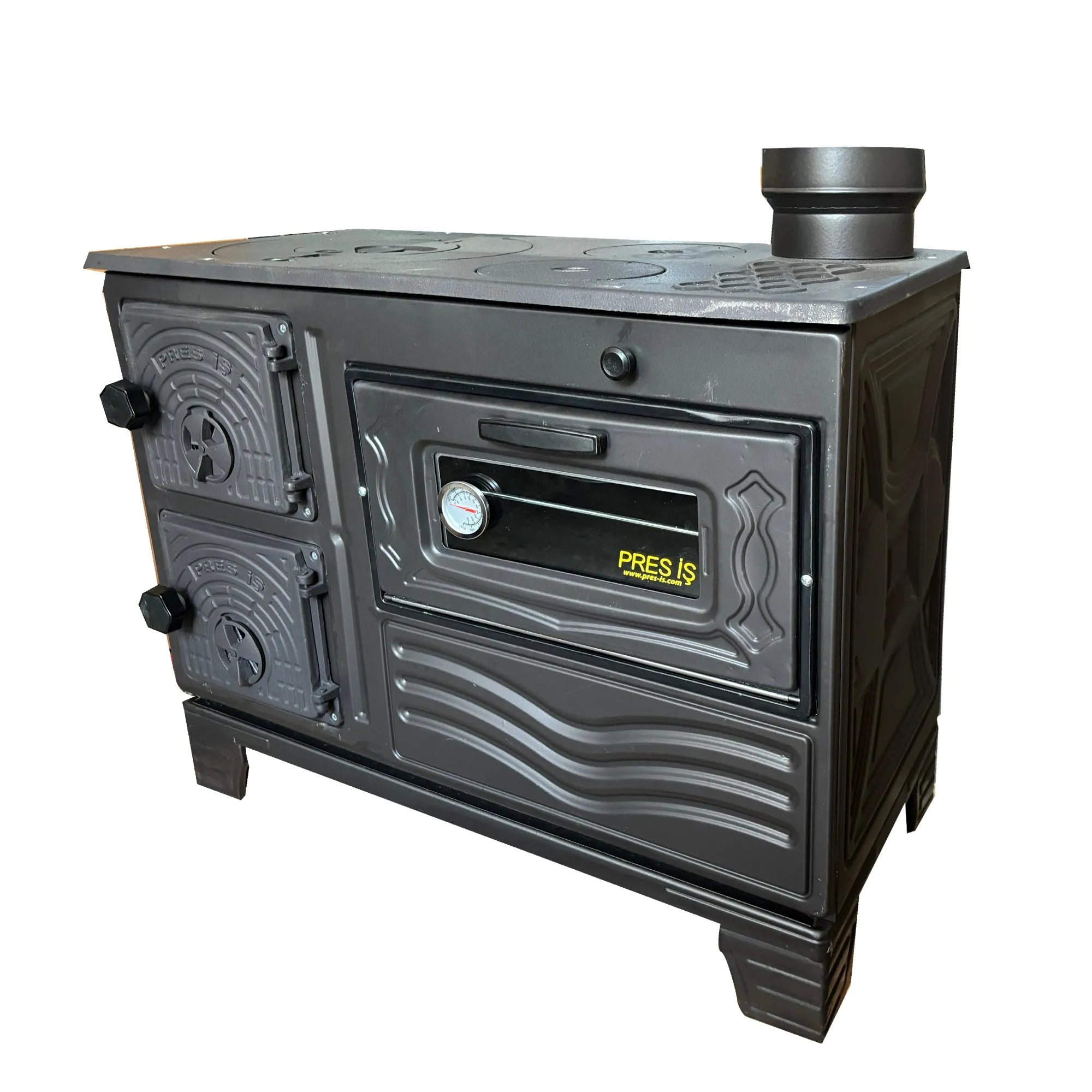 Durable Cast Baking Oven Cooker Oven by Burning Wood Black - CastingFire