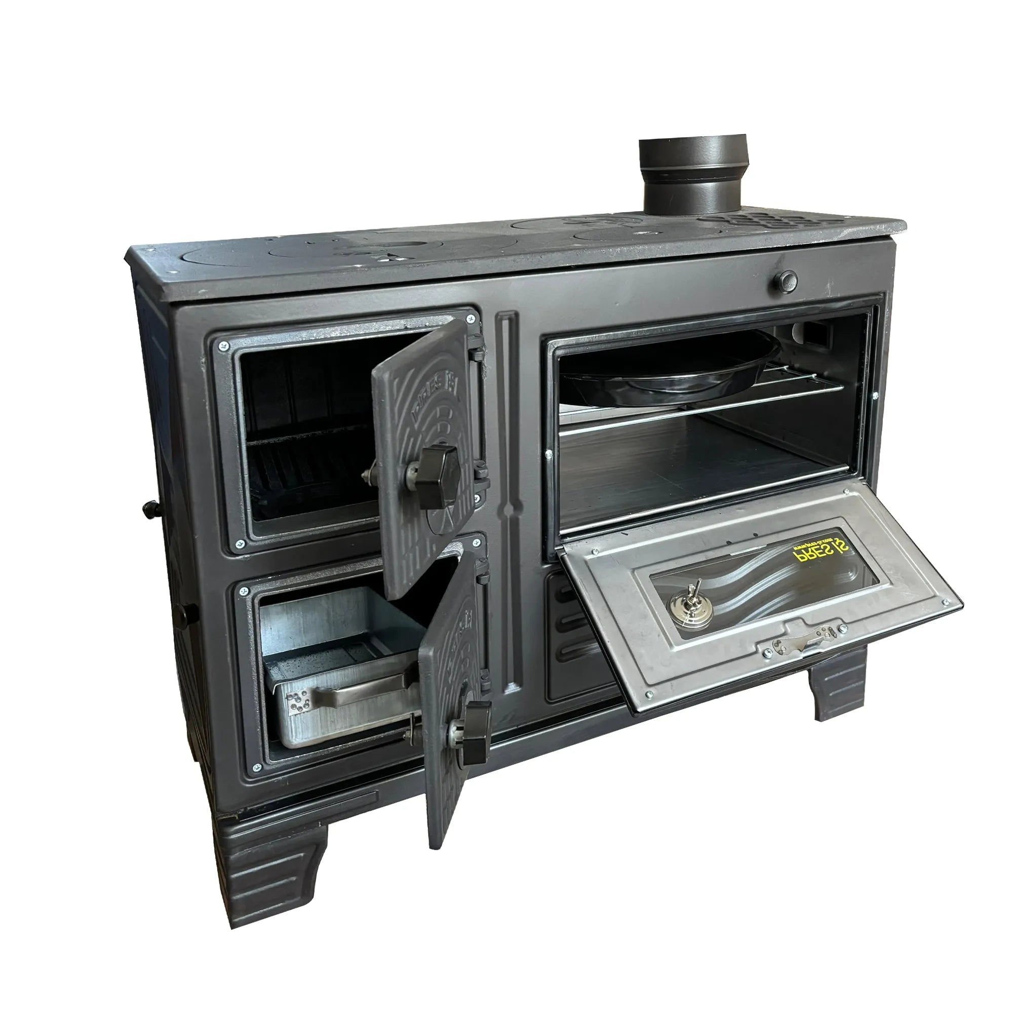 Durable Cast Baking Oven Cooker Oven by Burning Wood Black - CastingFire