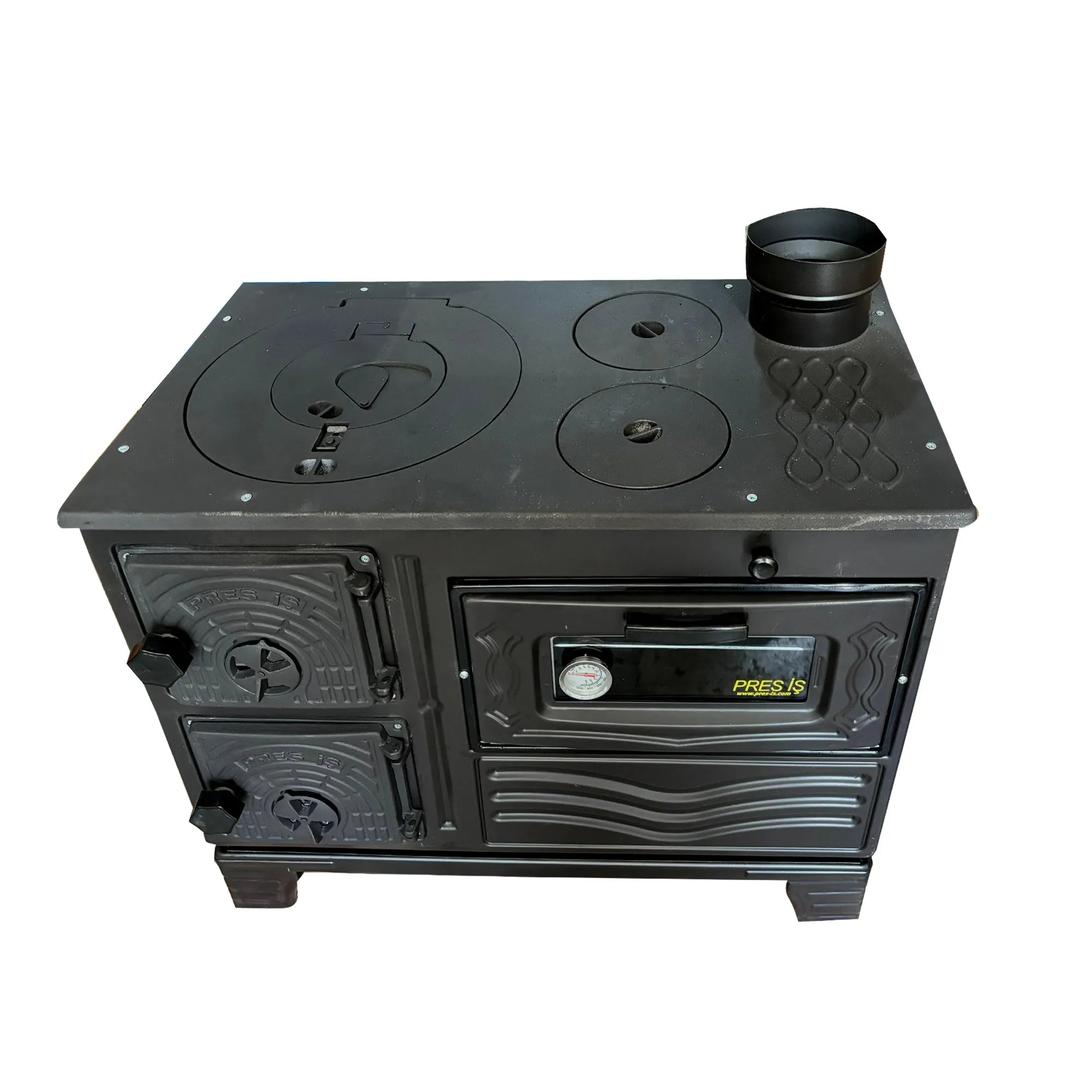 Durable Cast Baking Oven Cooker Oven by Burning Wood Black - CastingFire