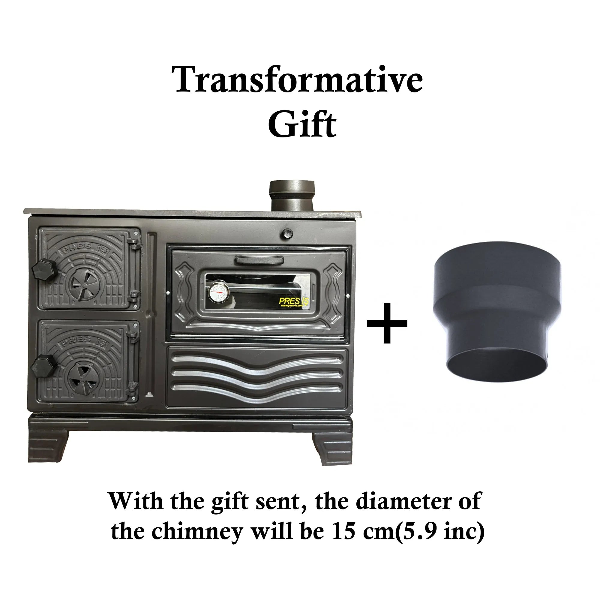 Durable Cast Baking Oven Cooker Oven by Burning Wood Black - CastingFire