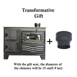 Durable Cast Baking Oven Cooker Oven by Burning Wood Black - CastingFire