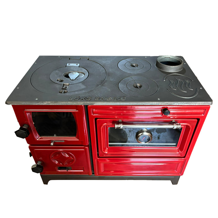 Red Cast Iron Wood Stove