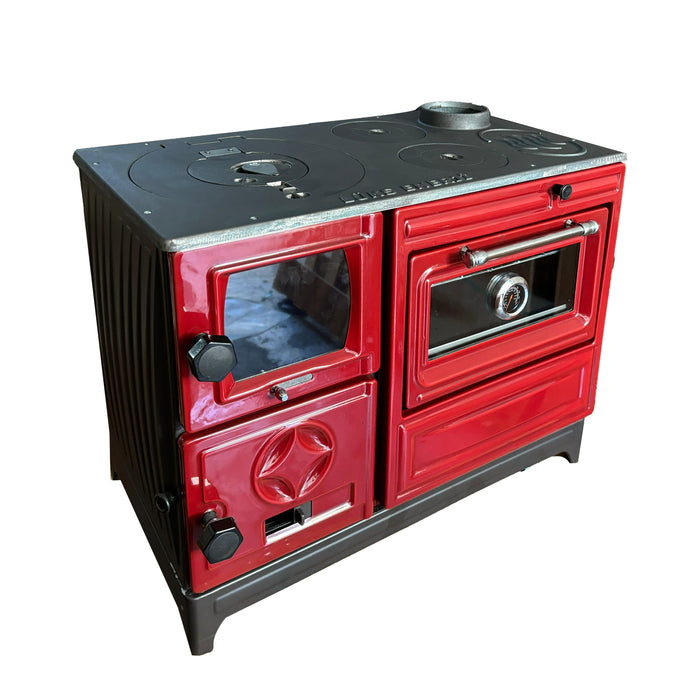 Red Cast Iron Wood Stove