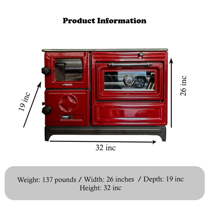 Red Cast Iron Wood Stove