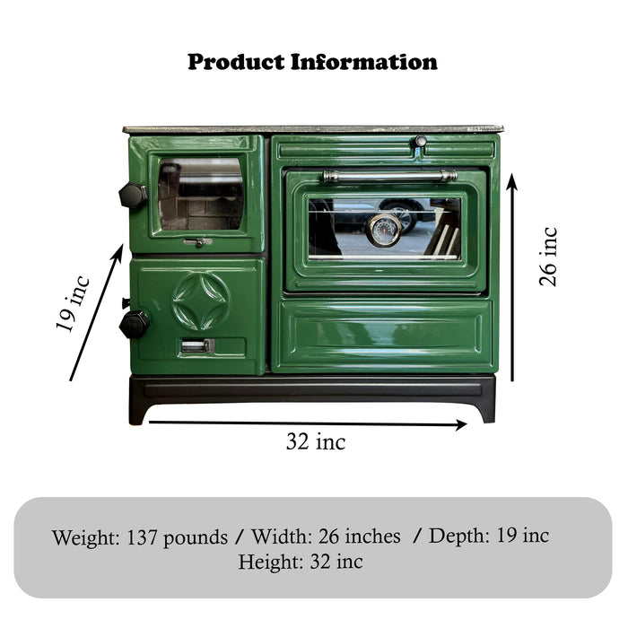 Green Cast Iron Stove Burning Fireplace Wood Stove