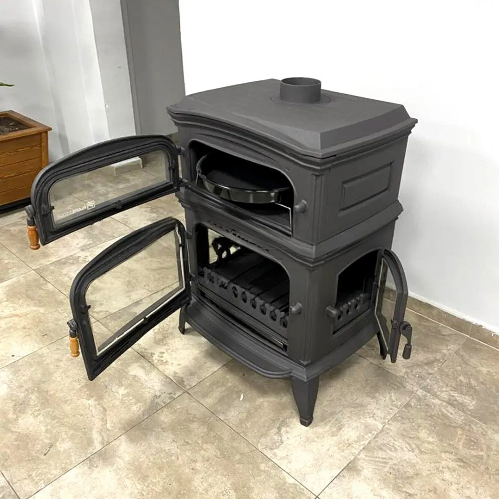 Glass Cast Iron Stove with Side Cover - CastingFire