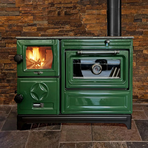 Green Cast Iron Wood Stove Pipe Set - 3 Straight Pipes + 1 Elbow Pipe - TheCastingFire