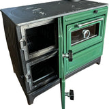 Green Cast Iron Wood Stove Pipe Set - 3 Straight Pipes + 1 Elbow Pipe - TheCastingFire