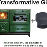 Green Cast Iron Wood Stove Pipe Set - 3 Straight Pipes + 1 Elbow Pipe - TheCastingFire
