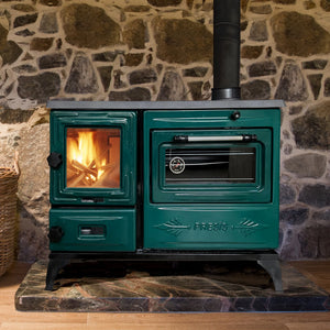 Green Cast Iron Wood Stove - TheCastingFire