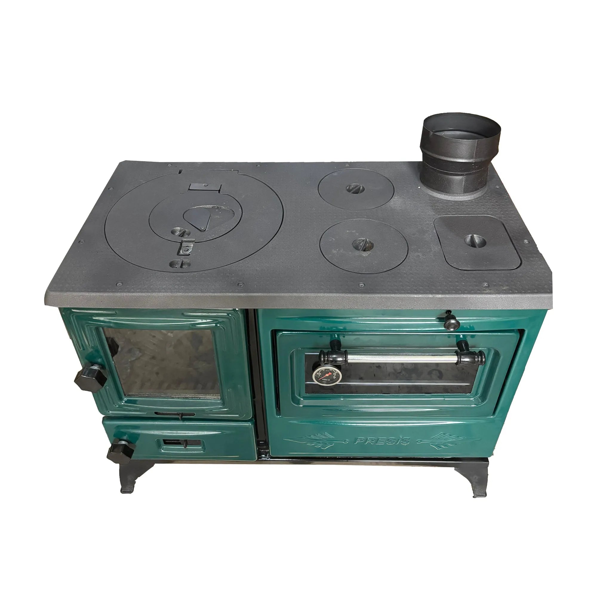 Green Cast Iron Wood Stove - TheCastingFire