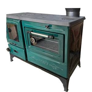 Green Cast Iron Wood Stove - TheCastingFire