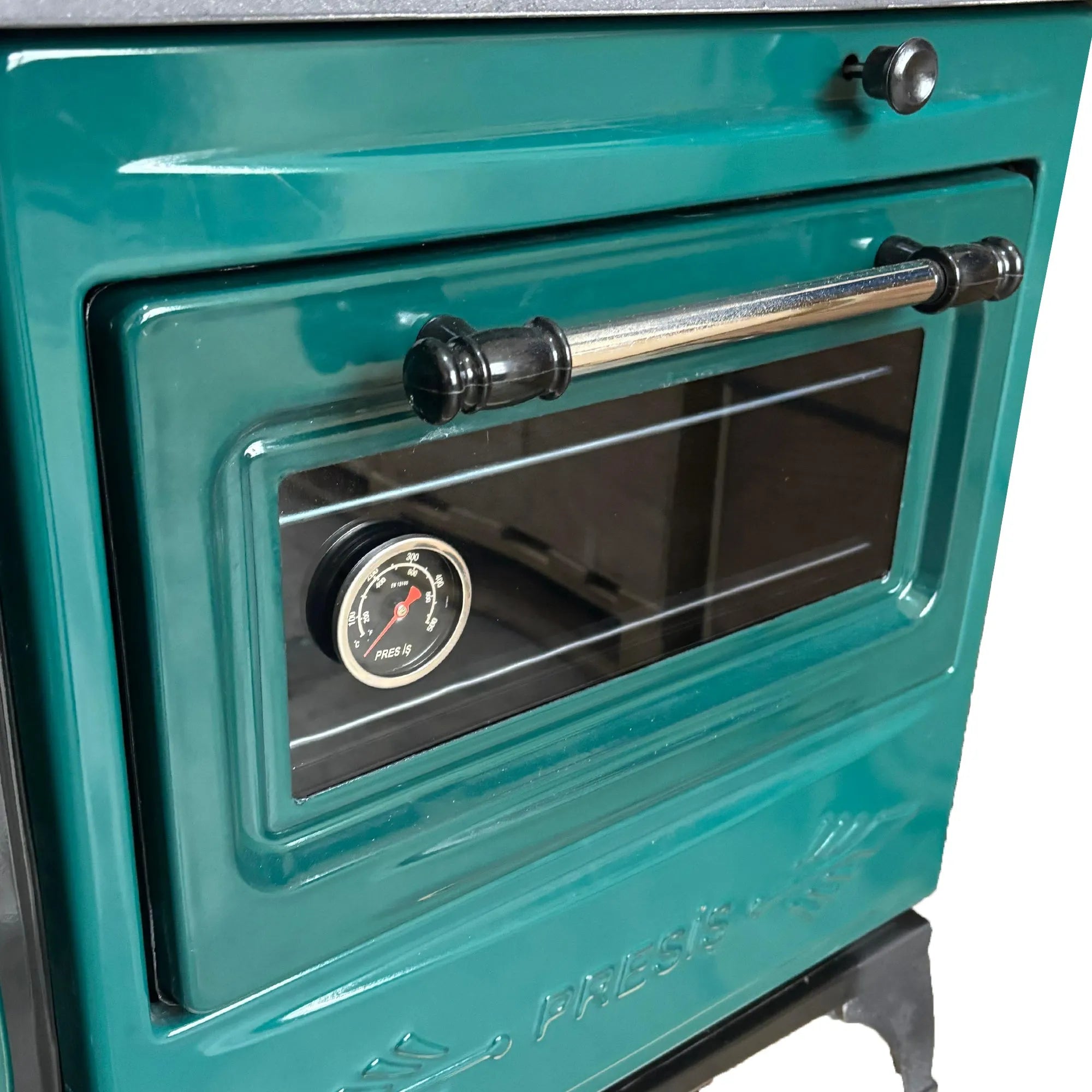 Green Cast Iron Wood Stove - TheCastingFire