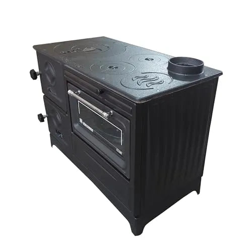 Grey Cast Iron Stove with Oven - Casting Fire