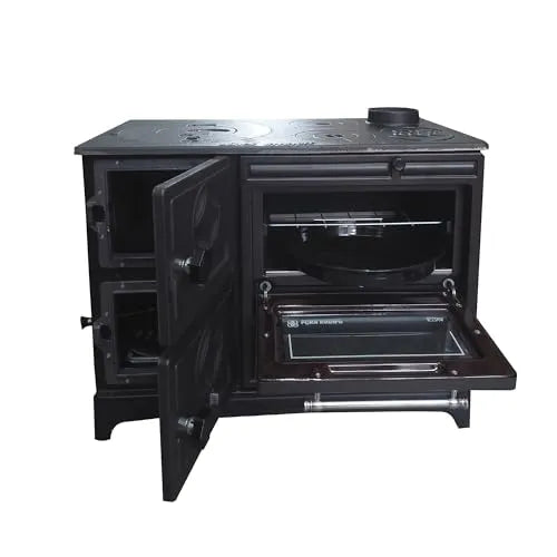 Grey Cast Iron Stove with Oven - Casting Fire