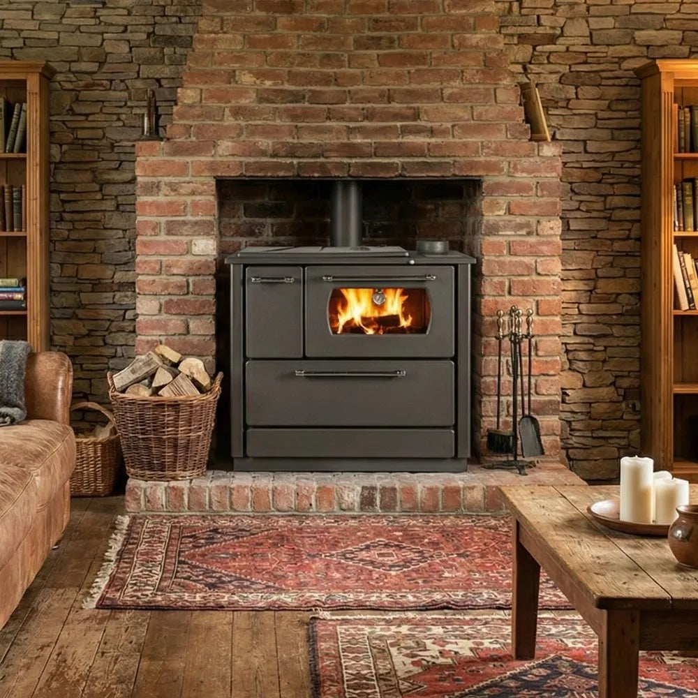 Maxi Wood Cook Stove Black - Nominal Heat Power: 7.9 kw - TheCastingFire