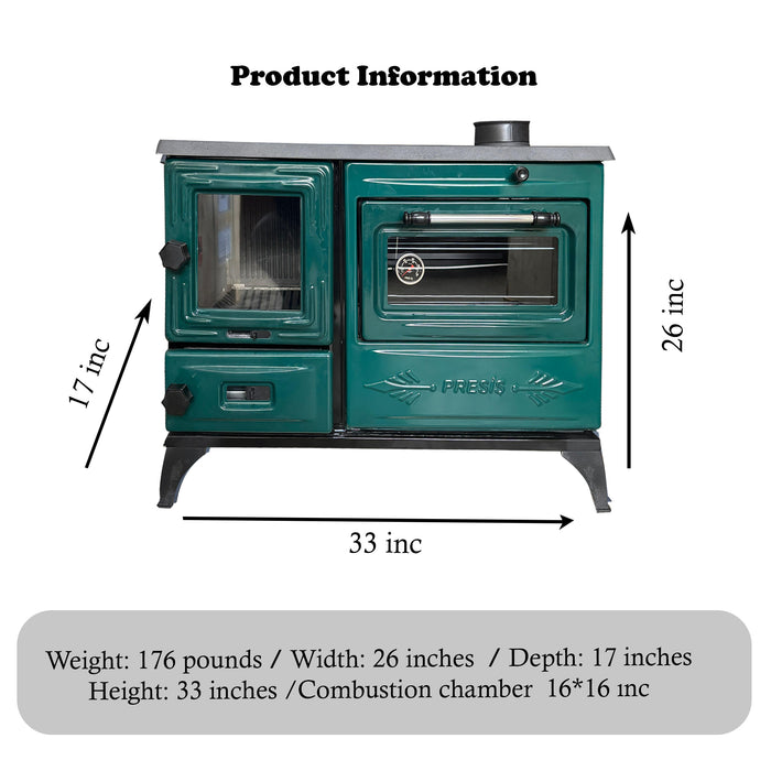 Green Cast Iron Wood Stove