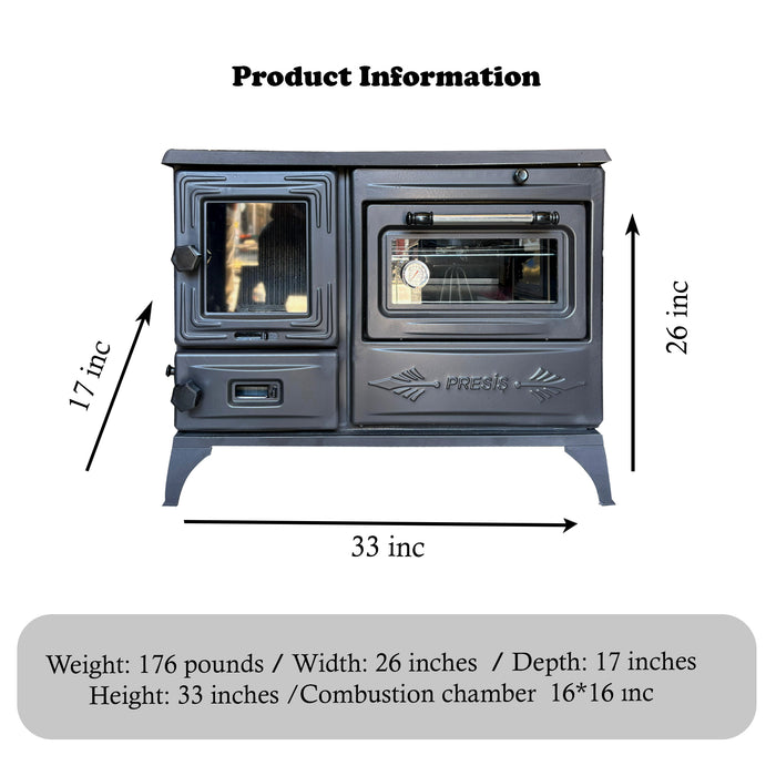 Black Cast Iron Burning Fireplace Wood Stove