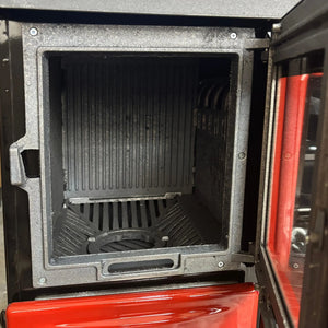 Red Cast Iron Burning Fireplace Wood Stove - TheCastingFire