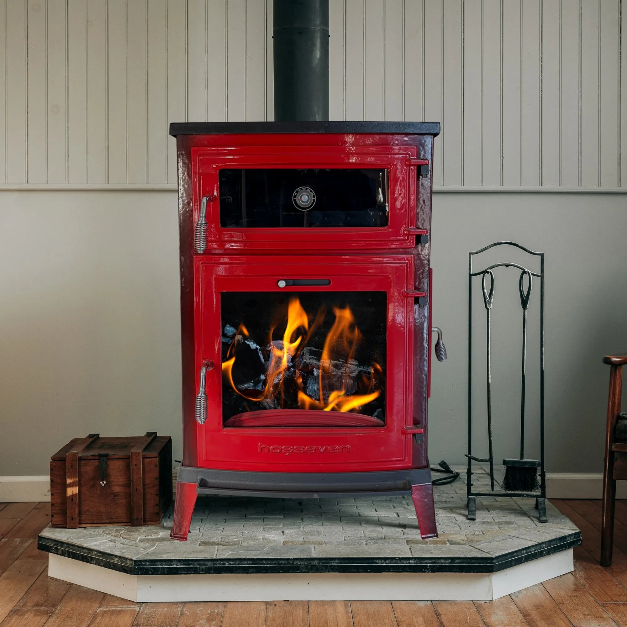 Red Cast Iron Stove - TheCastingFire