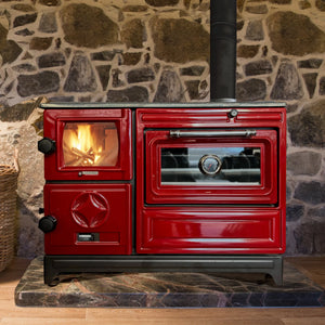 Red Cast Iron Wood Stove - CastingFire