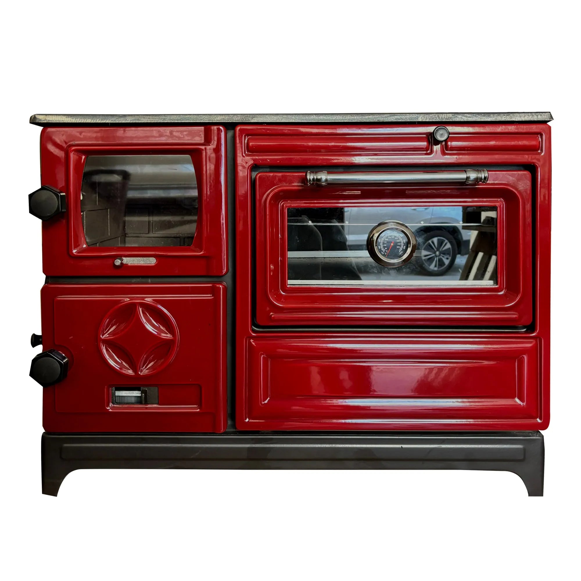Red Cast Iron Wood Stove - CastingFire