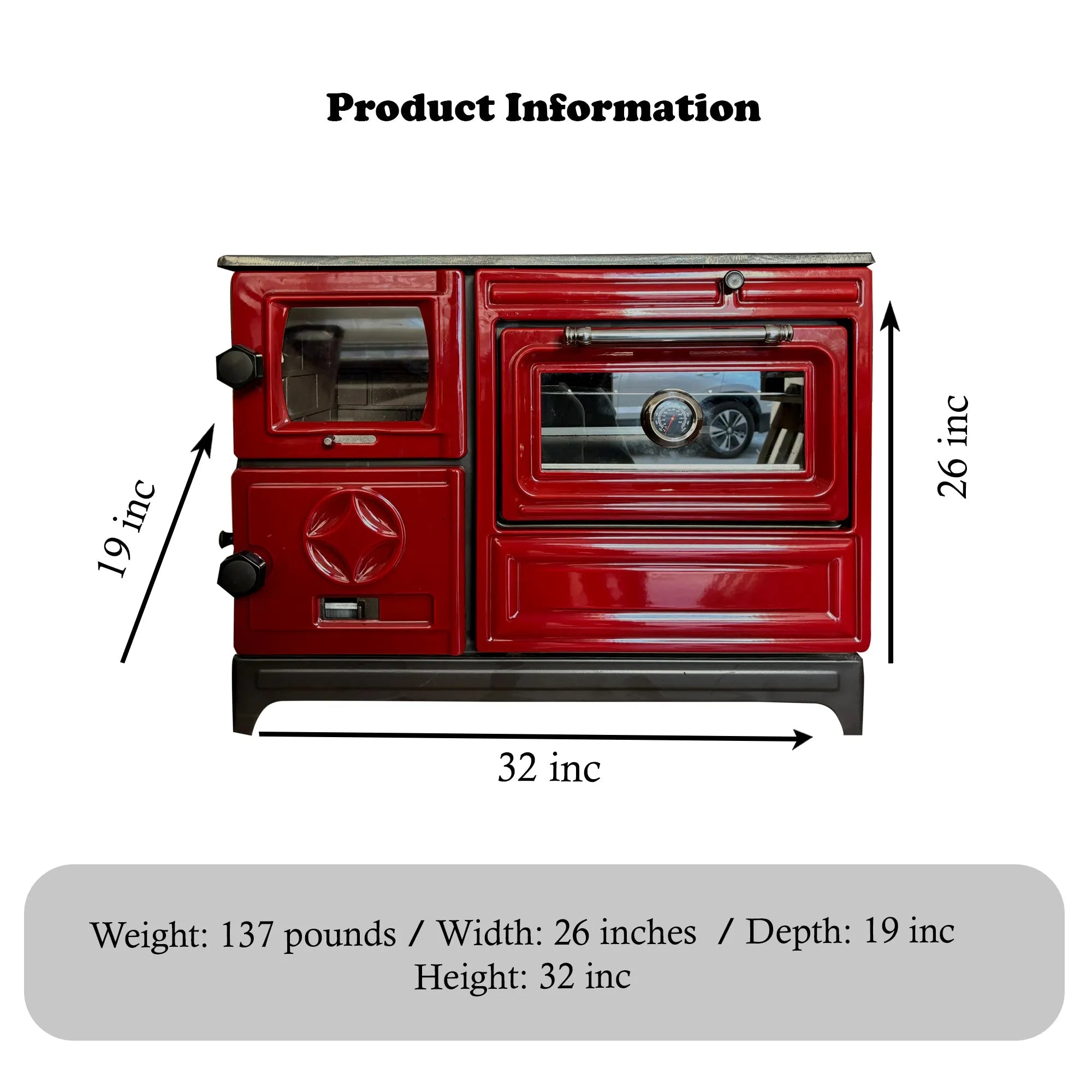 Red Cast Iron Wood Stove - CastingFire