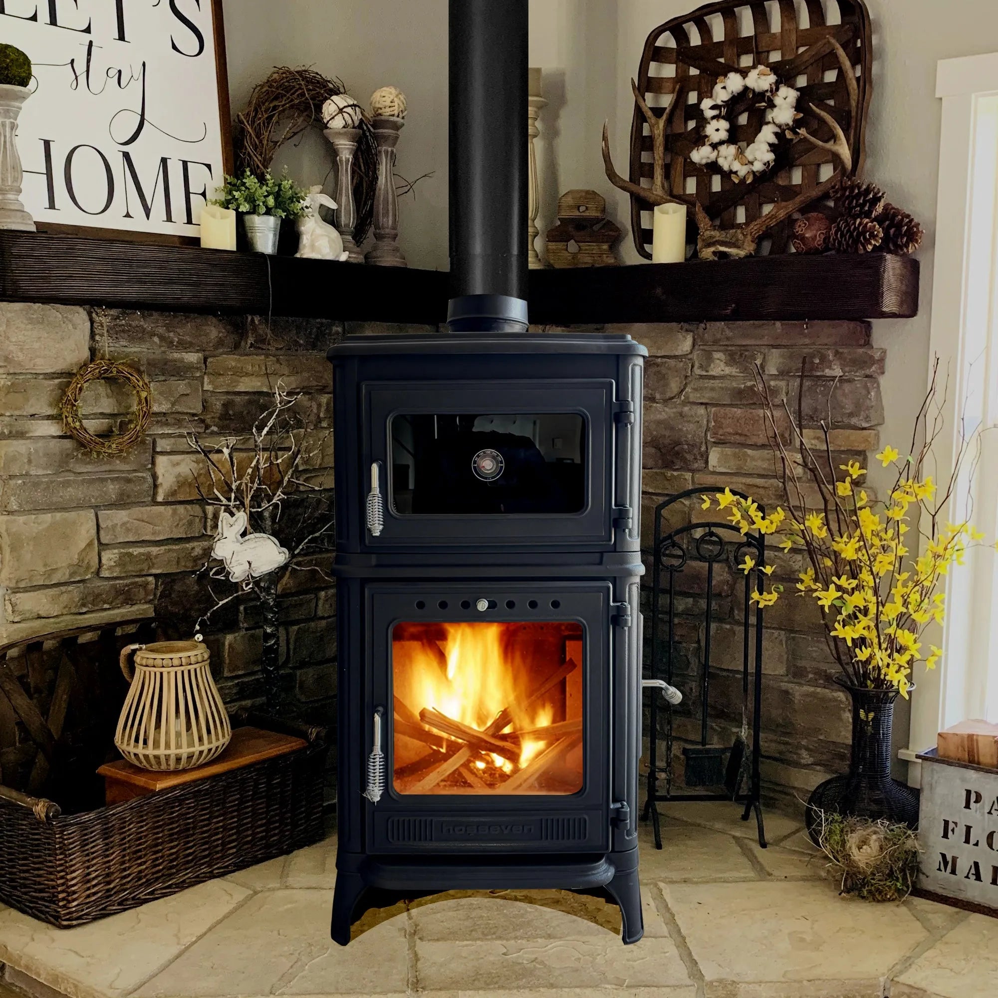Vertical Cast Iron Stove Black - TheCastingFire