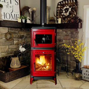 Vertical Cast Iron Stove Red - TheCastingFire