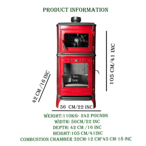 Vertical Cast Iron Stove Red - TheCastingFire