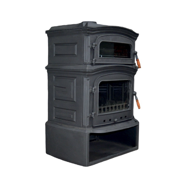 Black Cast Iron Stove Burning Fireplace Wood Stove