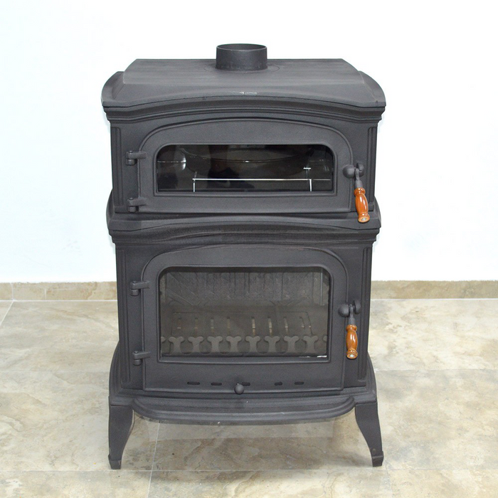 Burning Fireplace Cooker Wood Stove